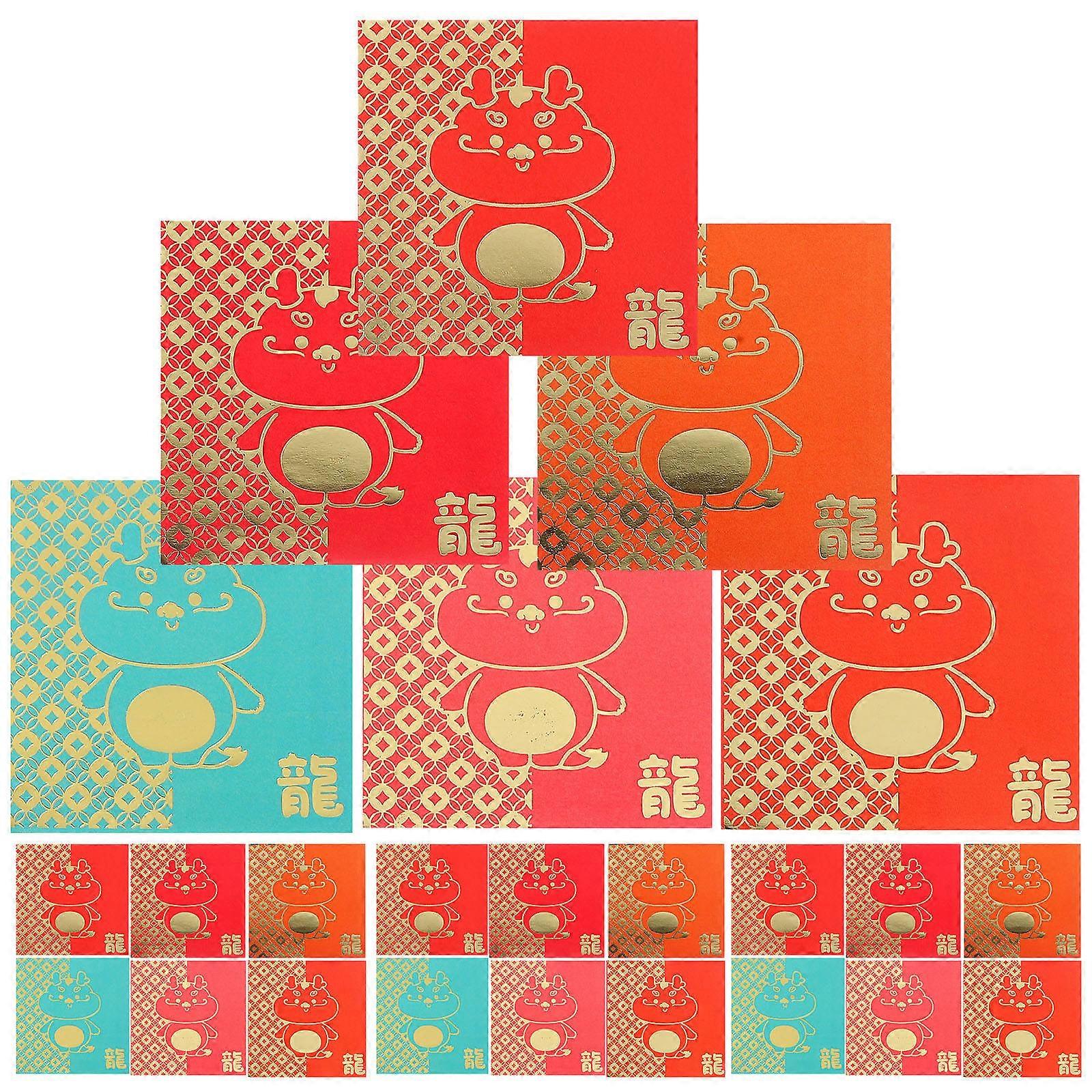 Spring Festival Red Pockets for Money Storage 72Pcs Assorted Color Paper