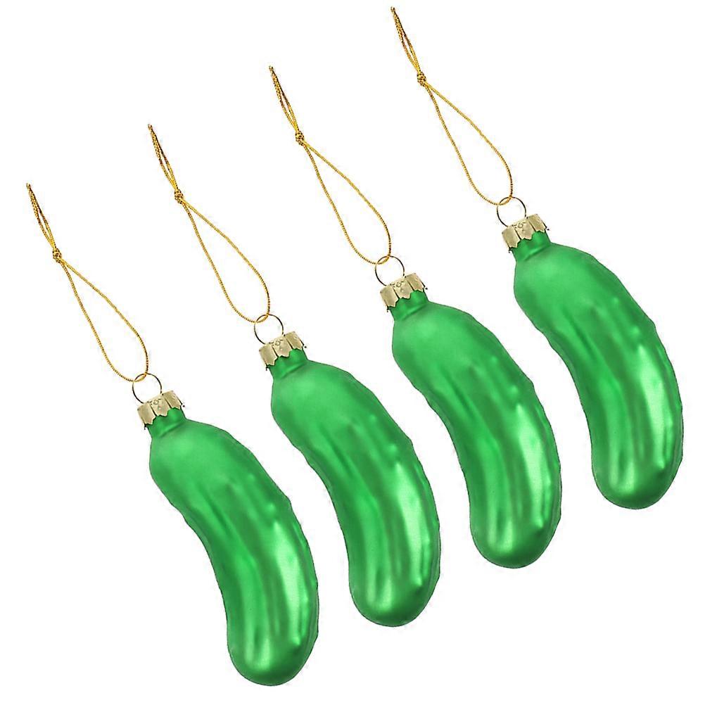 Festive 20 Pcs Christmas Cucumber Decoration Glass Pendants Versatile For Tree Window And Fireplace Use In Charming Green Hue