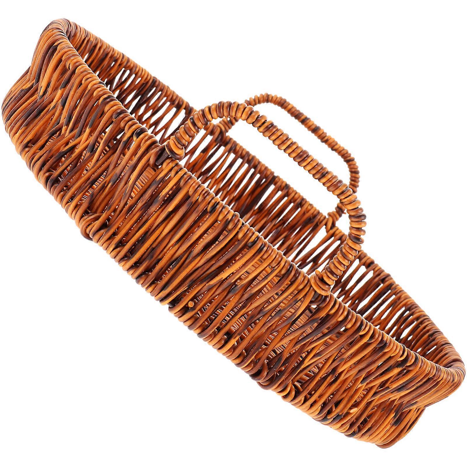 Round Brown Bread Basket for Serving 2Pcs Woven Rattan Storage Basket