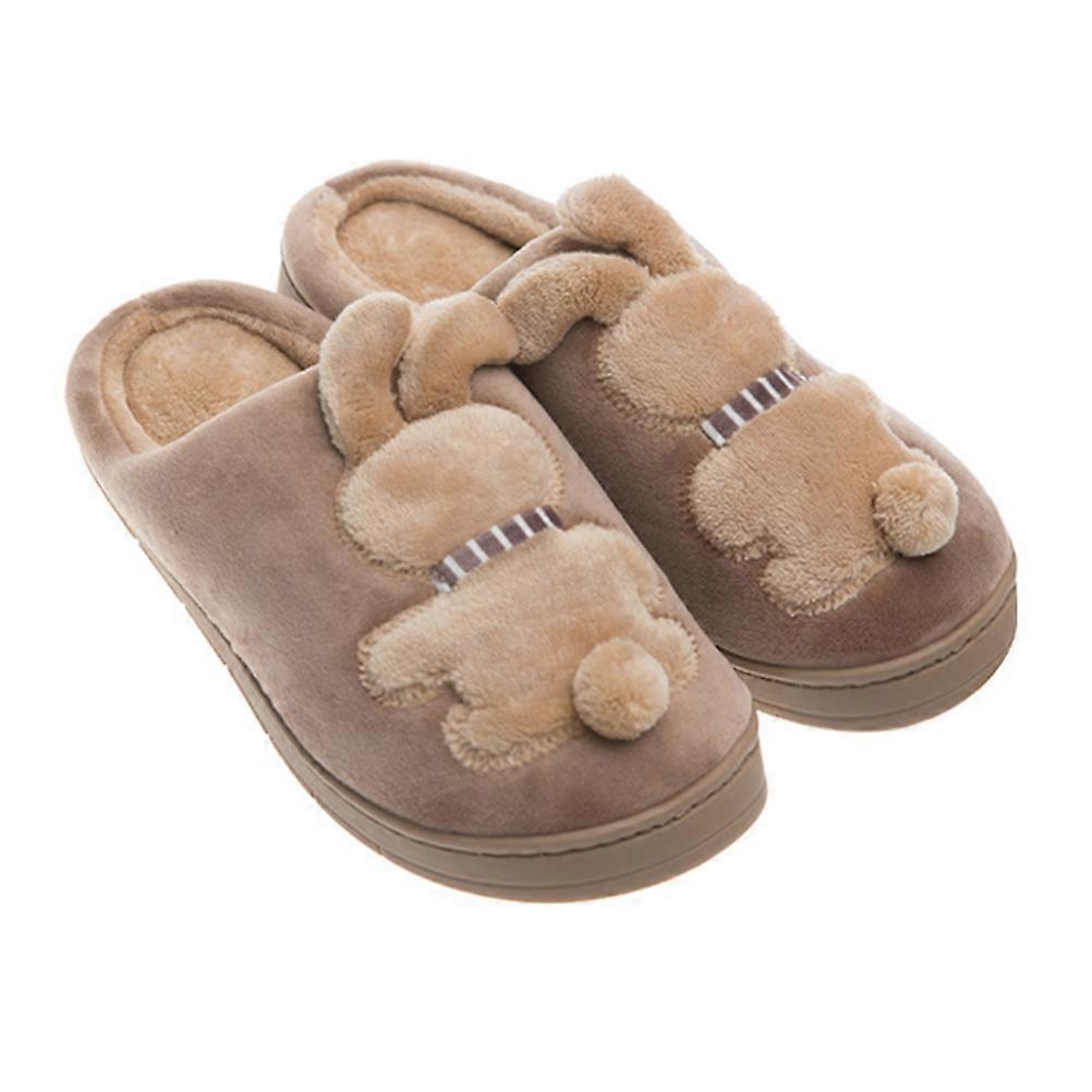 Men Cotton Slippers Warm Slippers Rabbit Shape Plush Slip-on 2Pcs