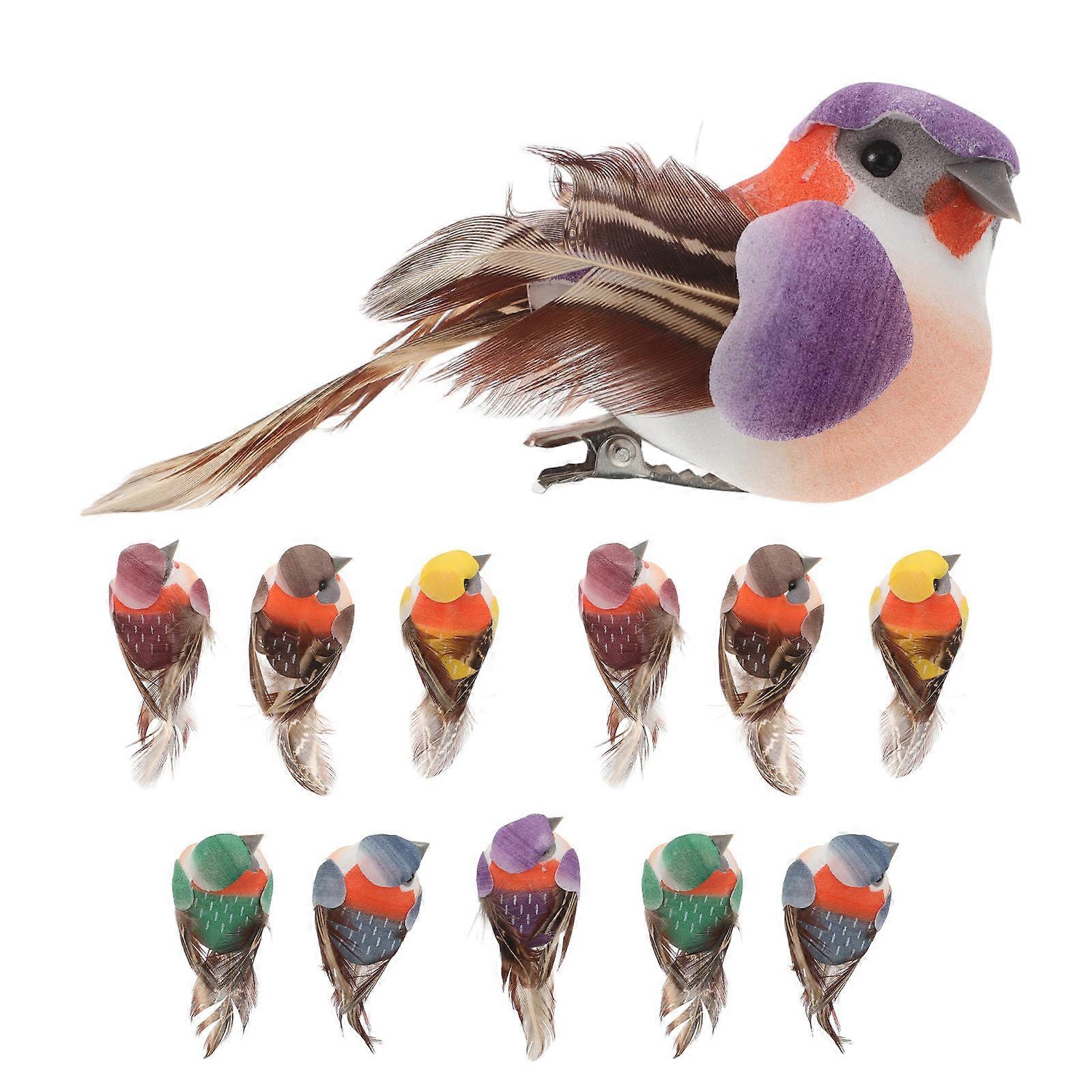 Artificial Birds Realistic Foam Bird Models for Decoration 12Pcs Small Clips