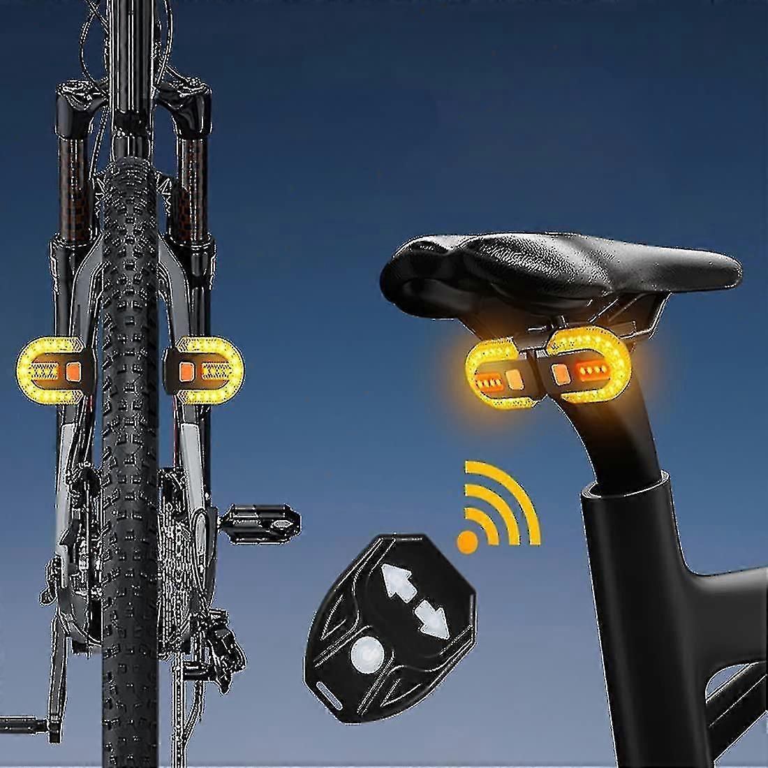 Bicycle Turn Signal Light With Wireless Remote, Two Lamp Split Rear Light With Indicator, Usb Rechargeable