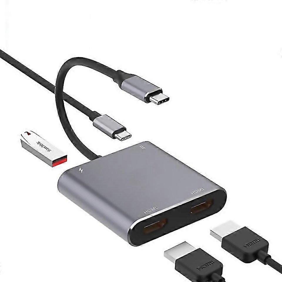 For 4 In 1 Typec To Dual Hdmi Usb Typec Hub Adapter