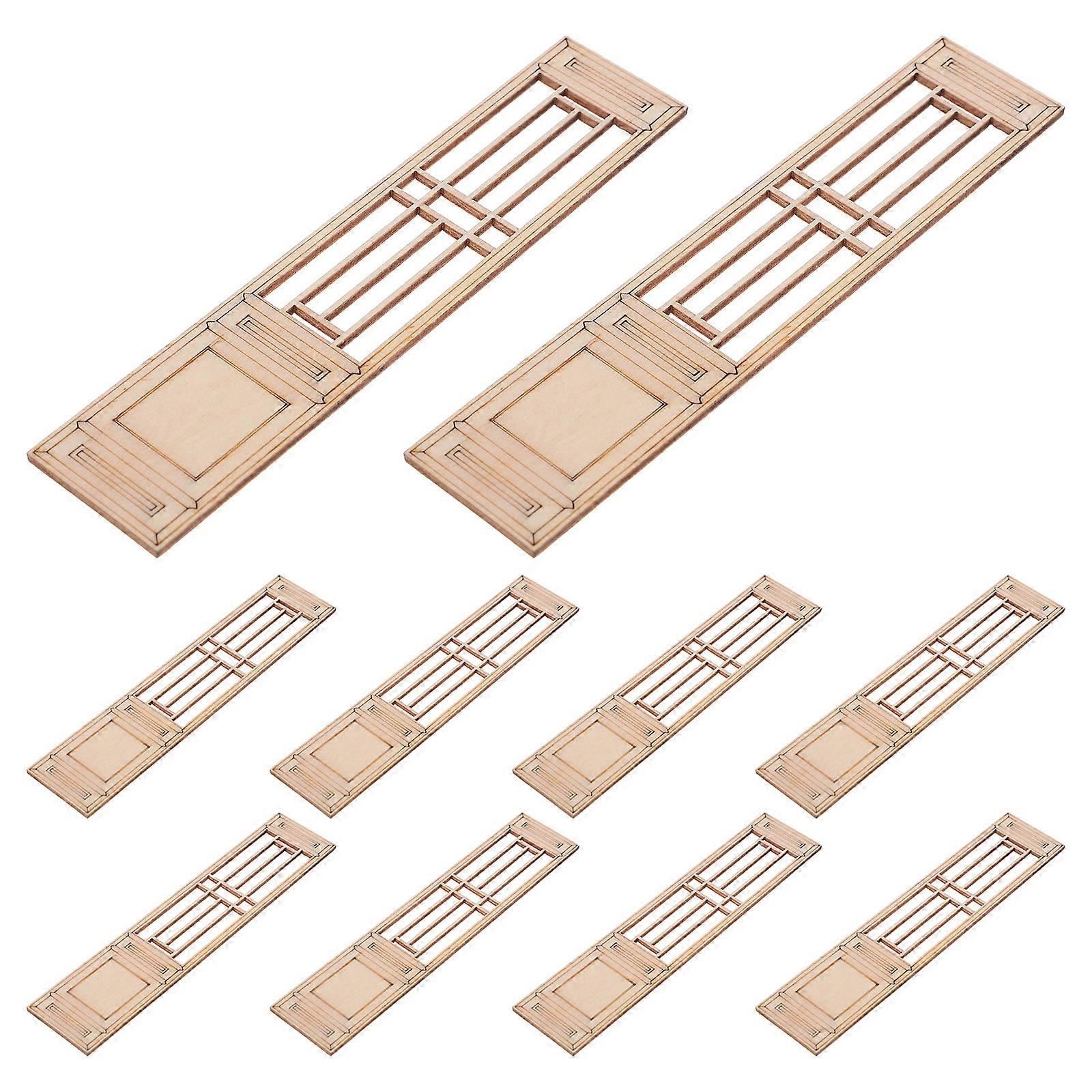 Miniature Screen Model Wooden Beige Elegant Divider 10Pcs Set