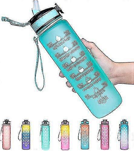 Water Bottle With Time Marker 1l Leakproof With Straw And Filter Tritan Bpa Free 25-26