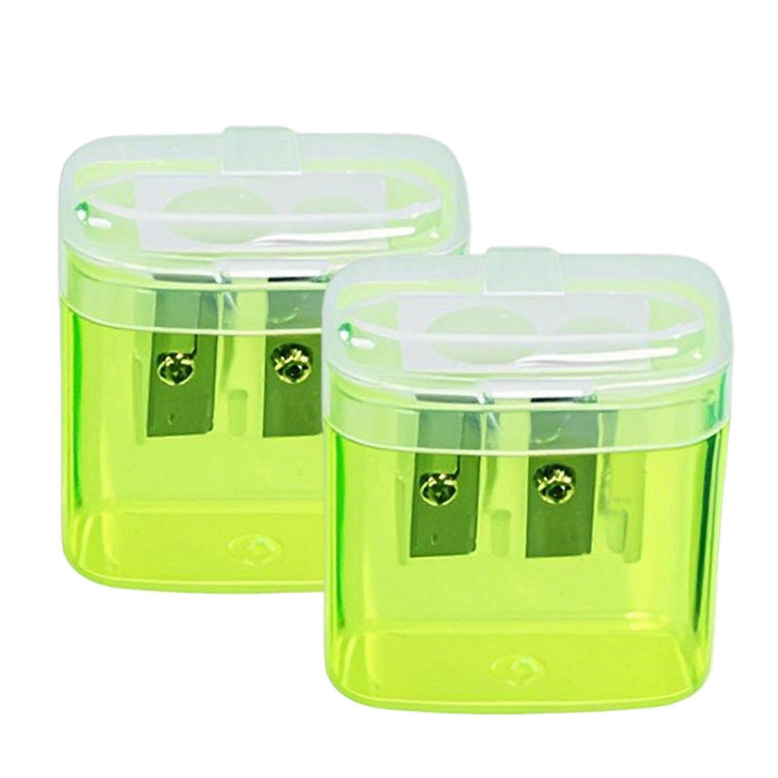 25-26 Back to School 2 Hole Pencil Sharpener for Kids, Cute Manual Sharpener with Container, Small Portable School Supplies, 2 Pack for Classroom, Off