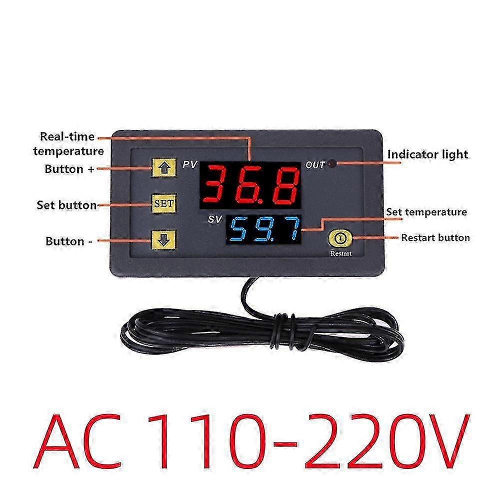 W3230 12V 24V AC110-220V 20A Digital Temperature Controller LED Display Thermostat Heat/Cooling Control Regulator Thermoregulator with Sensor Li