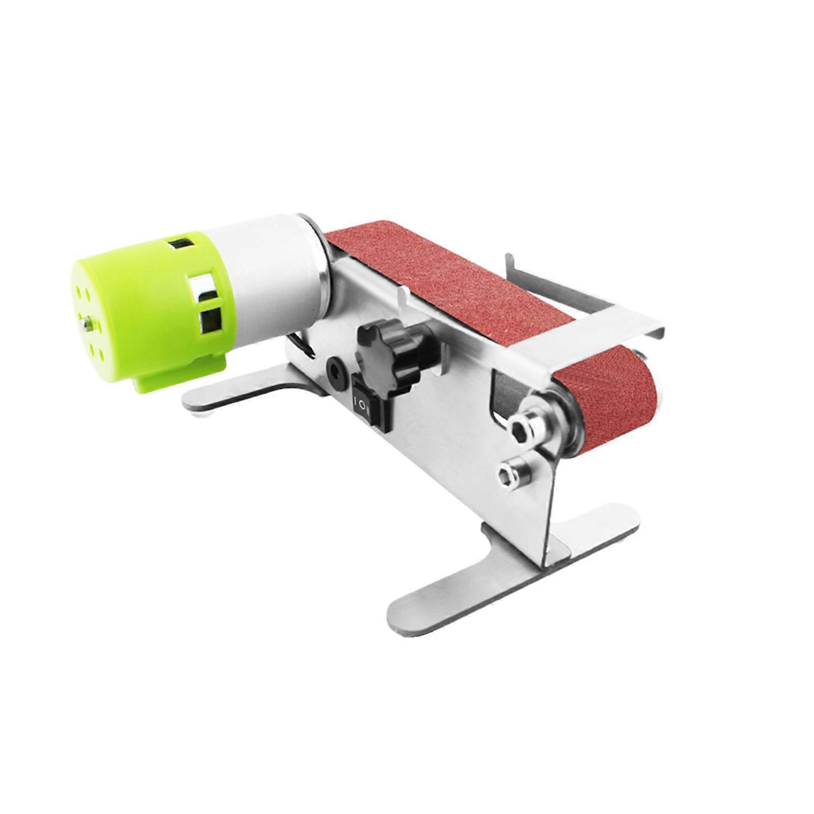 Horizontal Mini Belt Sander Electric Sanding Polishing Grinding Machine Grinding Sander Grinder Small Sand-belt Machine One-key Forward & Reverse Rot