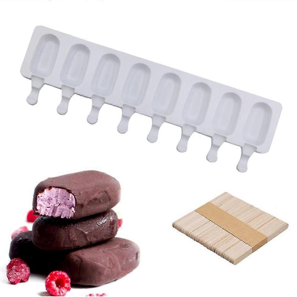 Ice Cream Molds with 50 Sticks Silicone Ice Lolly Pop Moulds DIY Ice Cream-Eight