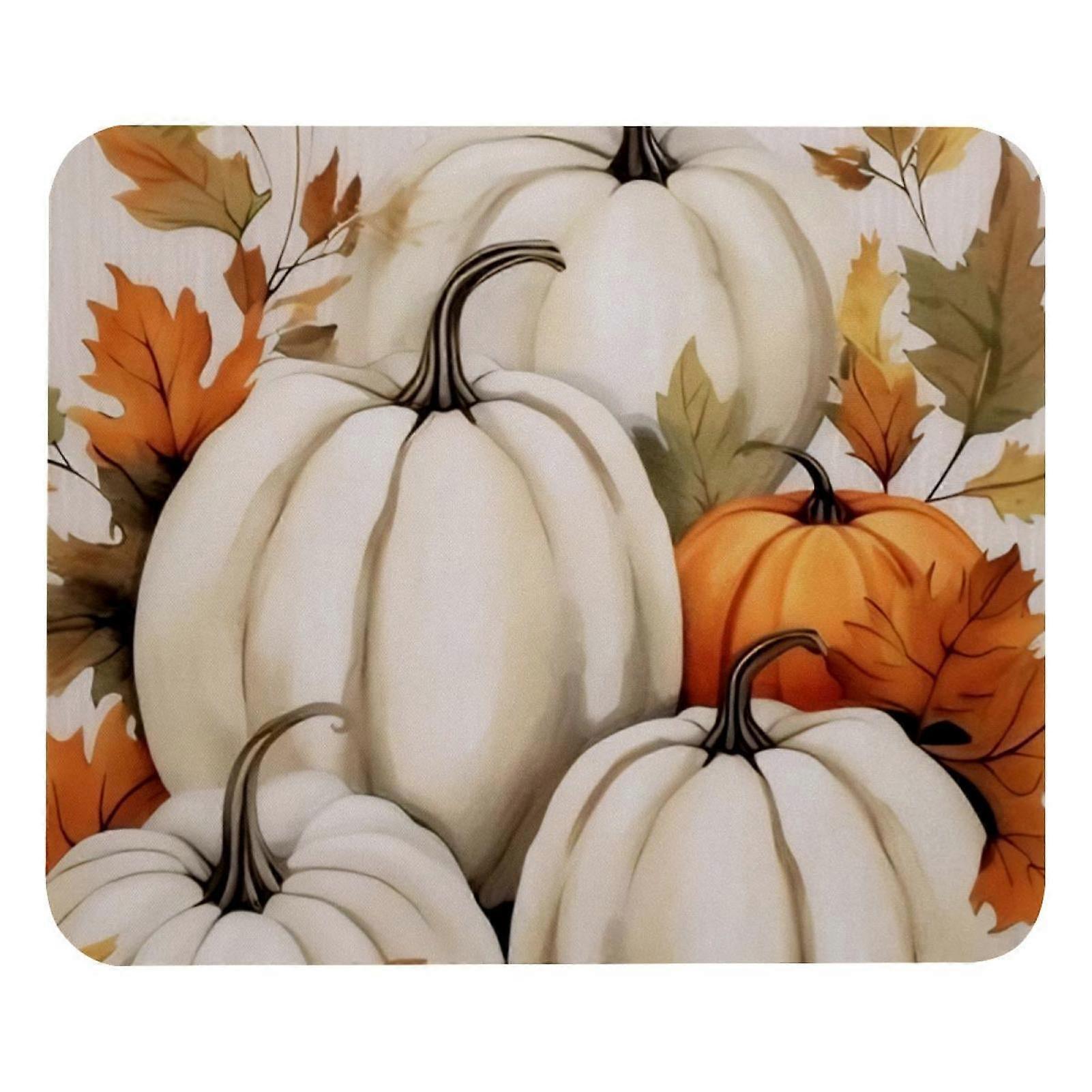 Fall White Pumpkin Mouse Pad 8.3'' x 9.8'' - Non-Slip Rubber Base, Square Design for Laptop, Writing, Gaming - School, Office, Home