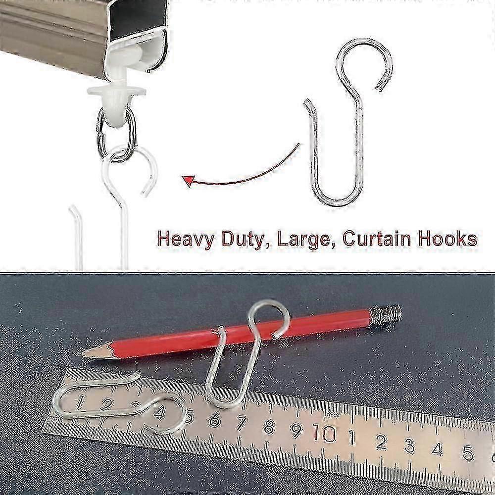 Curtain Hooks, 40 Pieces Curtain Rail Hooks, Heavy Duty Zinc Curtain Hooks, For Door Curtains, Etc (50x2.5mm)