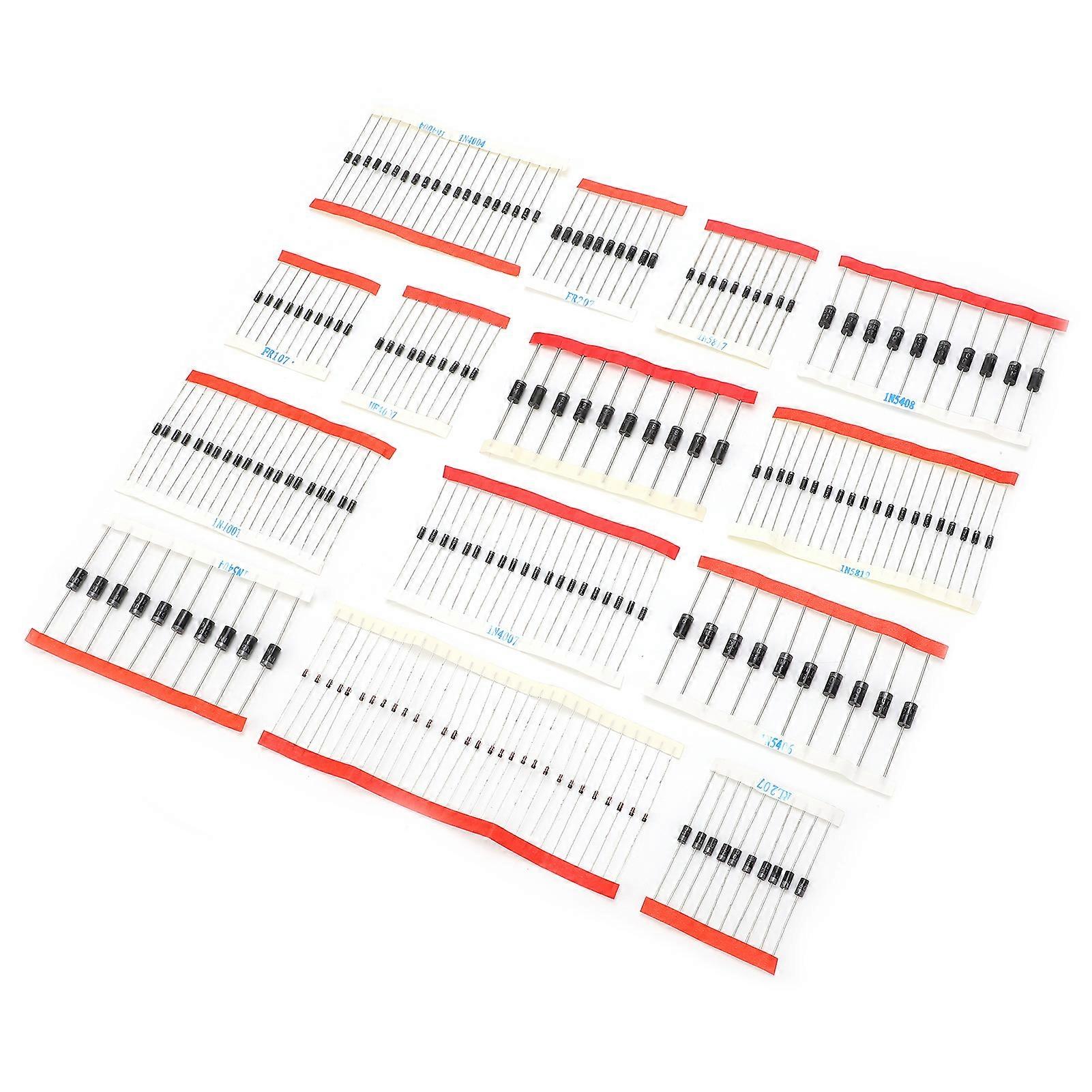 200Pcs Diode Assorted Kit 14 Kinds Electronic Components Package Silver Alloy Industrial Supply