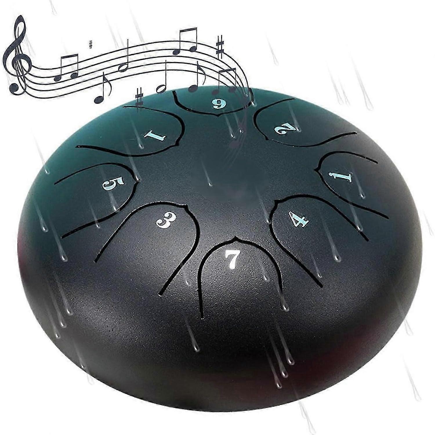 Rain Drum for Outside Garden,Nature's Hang Chakra Drum for Rain Outdoor, Drum Rain Chime Waterproof chakra Drum 6 Inches 8 Notes