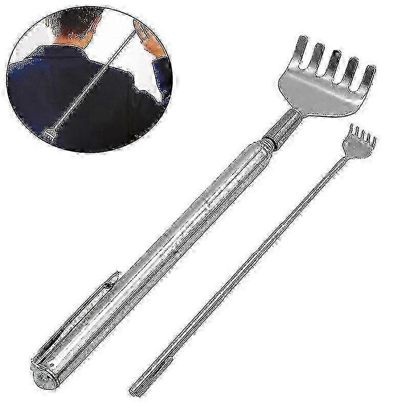 2-Pack Telescopic Back Scratcher Extends Up to 52cm Silver for Itch Relief