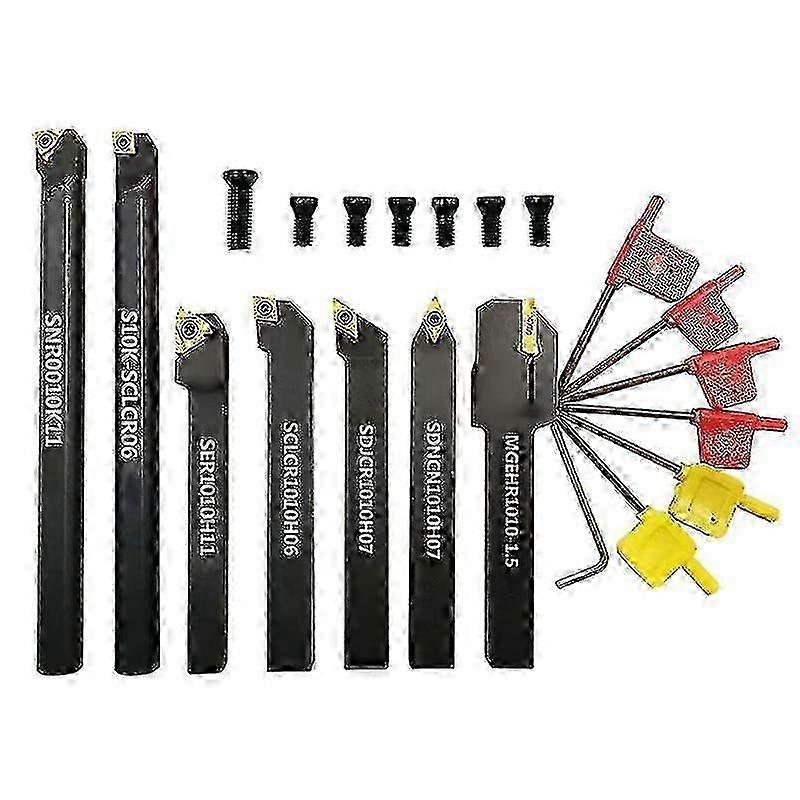 3/8inch 10mm Indexable Carbide Lathe Turning Tool Holder Set Tools For Turning Grooving Threading B