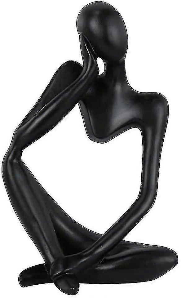 Resin Thinker Style Abstract Sculpture Statue Collectible Figurines Home Office Bookshelf Desktop Decor (black,left, Large)