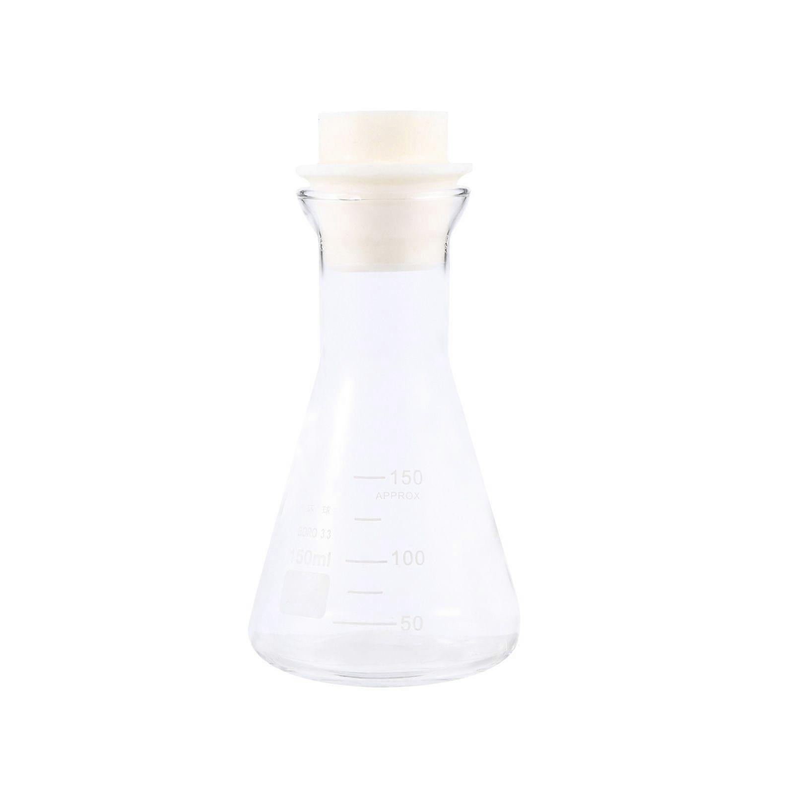 1PC Glass Flask Conical Flask with Cork for Laboratory Students Experiment Chemistry (Wide Mouth, 150ml)