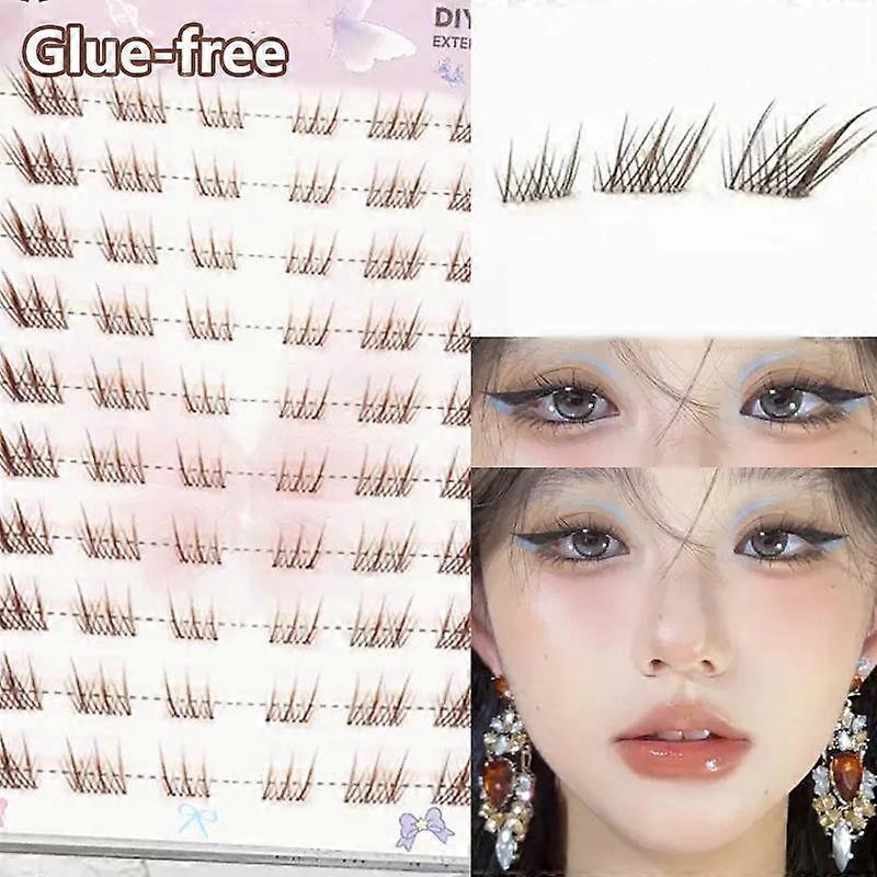 No Need Glue Fox Eye Effect Fluffy False Eyelashes Self-Adhesive Reusable Diy Segmented Thick Winged Lash Extension Daily Use