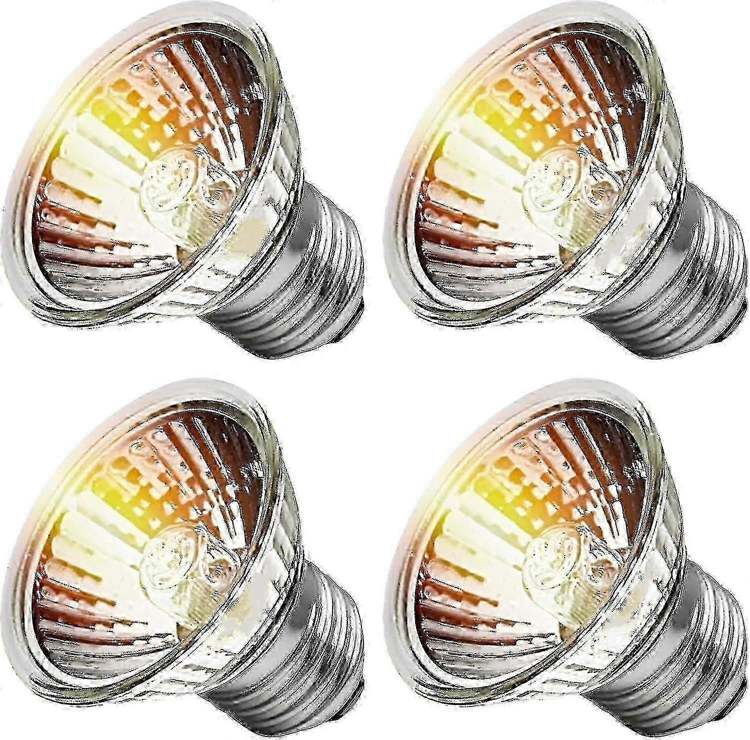 Turtle Heat Lamp 4-Pack, 25/50/75W UVA UVB Reptile Turtle Light Bulbs for Amphibian Tanks, Terrariums, and Cages, Works with Various Lamp Fixtures