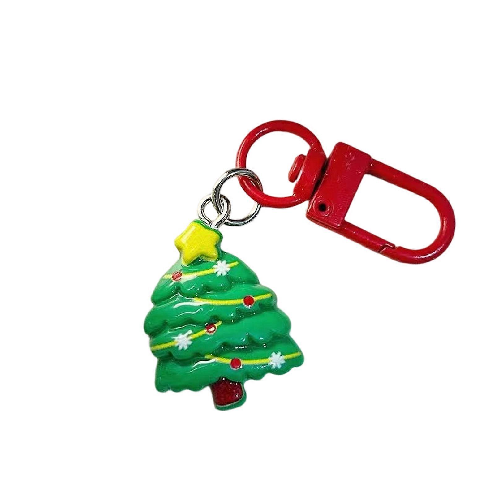 Christmas Character Keychain Resin Santa Claus Reindeer Snowman Keyring Decoration for Keys Backpack Party Favor Multicolor