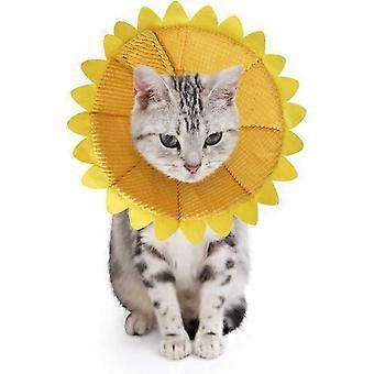 Cat Recovery Collar Blød Pet Tapered Collar Protection Bomuld Tilspidset Justerbar Fastgørelseskrave til Katte og Hvalpe, Gul