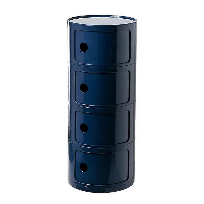 Modern Nordic Bedside Table with Drawers and Sliding Door Storage for Bedroom, Plastic Chest 32x76cm Blue