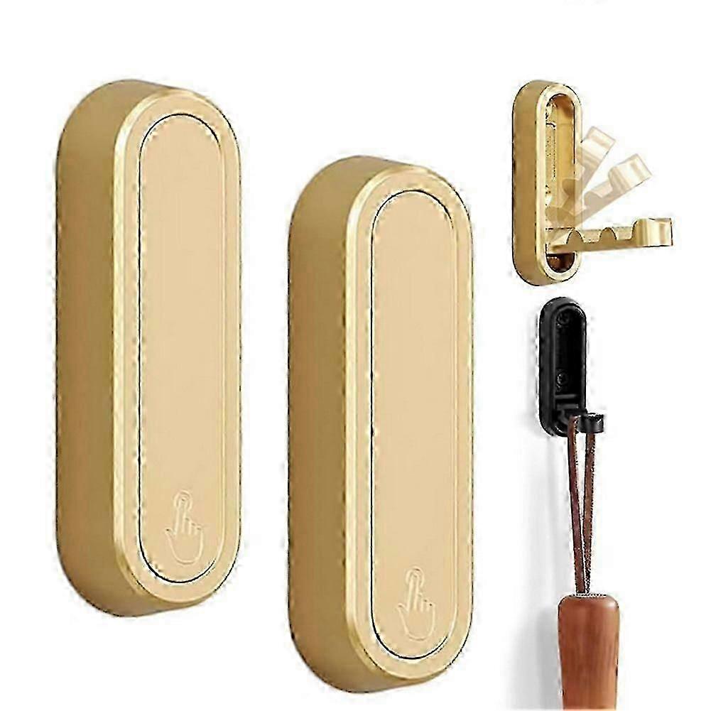 2 قطعة الذهب للطي جدار جبل السنانير ، الحمام جدار هوك قابل للسحب ، لتعليق المعاطف والمناشف وحقائب الظهر