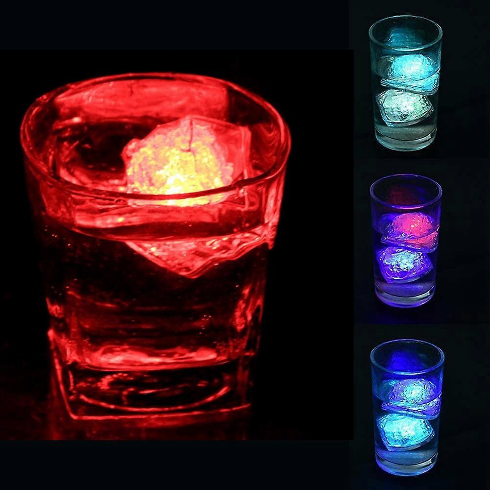 Multi Color Light up Ice Rose 12 Pack Rainbow Flashing LED Ice Cubes with Glowing Changing Lights for Drinks, compatible with Champagne