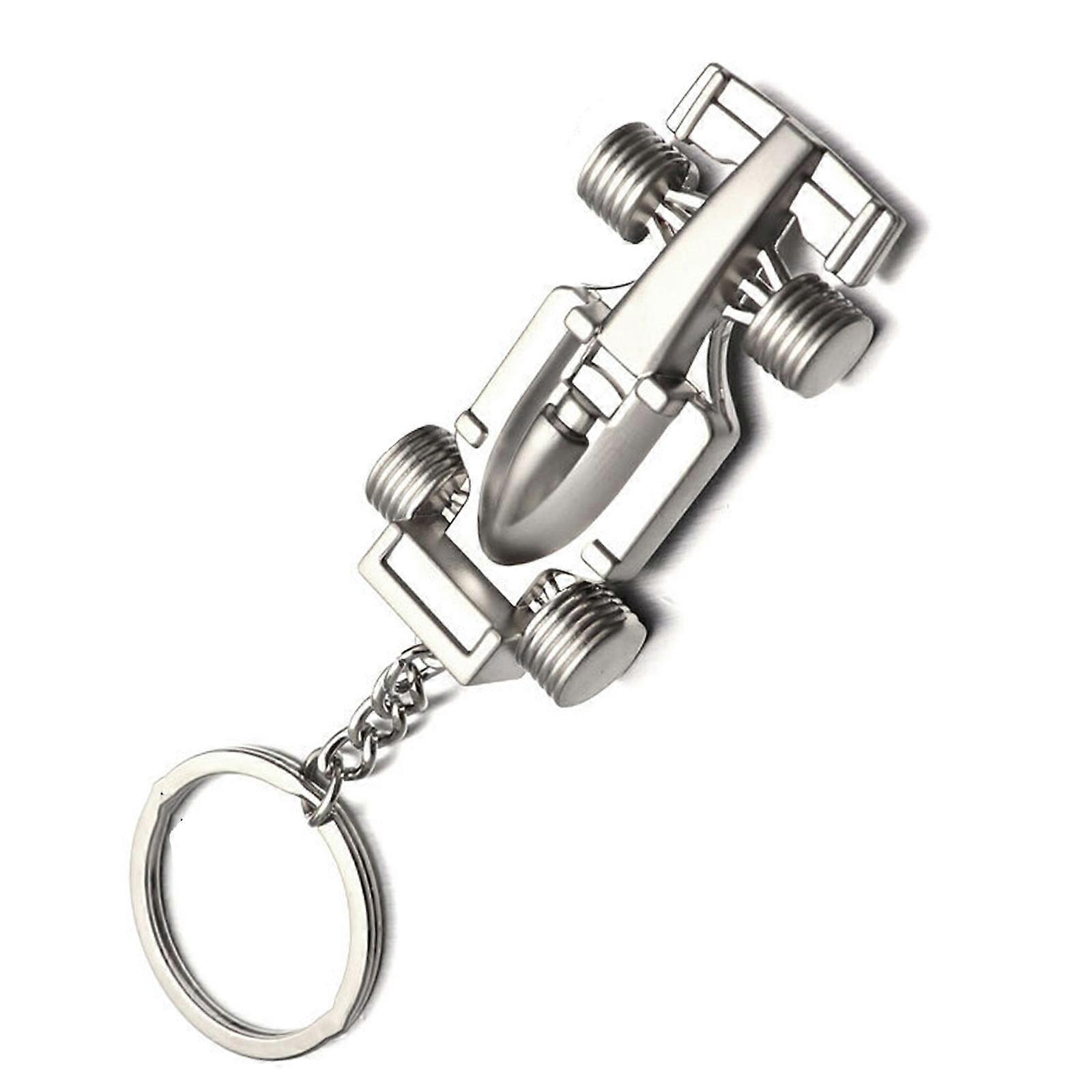 Scratch Resistant Lightweight Metal Keychain Racing Car Mdoel Design Key Organiser Portable Key Holder For Daily Use  Silver