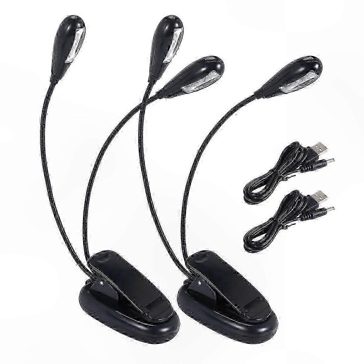 2Pcs Clip-On LED Book Light, Dual Arm Music Stand Light, 360 Adjustable Reading Light for Bed