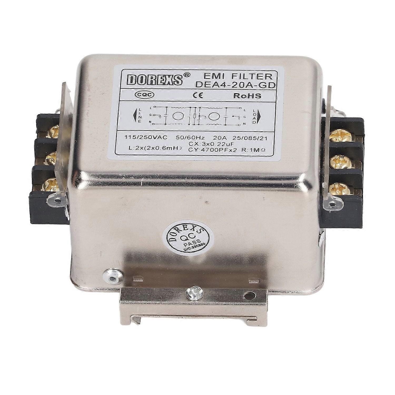 EMI Filter Noise Suppressor Power EMI Filter 2 Pole 1 Phase 115V 250V 20A 50/60Hz