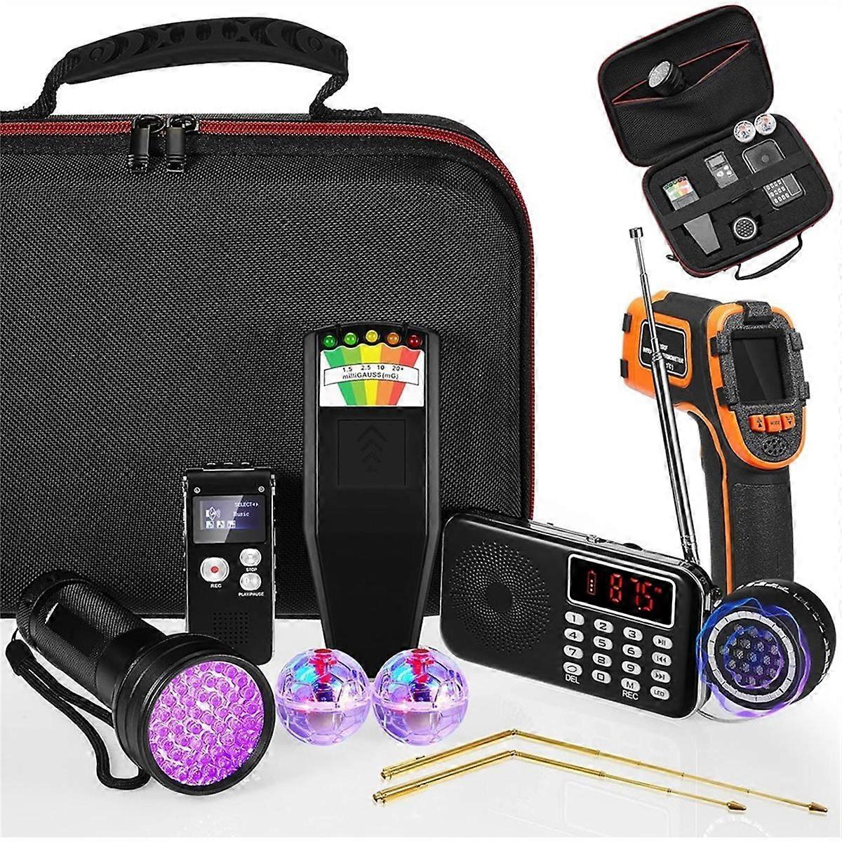 11 Pcs Equipment Kit Include Ghost Radio, Voice Recorder, UV Flashlight 2 LED Light Up Cat Balls Et