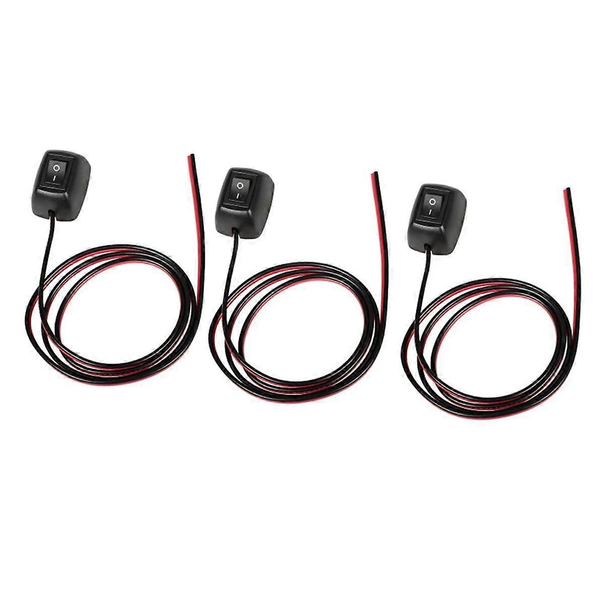 3pack Inline KCD1 Rocker Switch 10A 12V SPST on-Off Switch Box with Self-Adhesive for Car Boar Hous