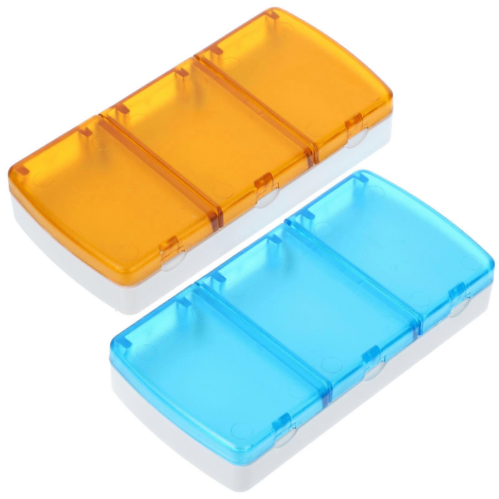 Portable Pill Organizer Medicine Container Daily Use AS Material Rectangular 2Set