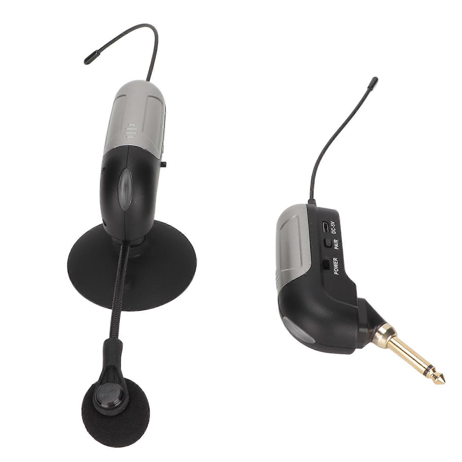 Wireless Instrument Microphone Shockproof 360° Gooseneck UHF Mic Transmitter Receiver for Guitar Violin