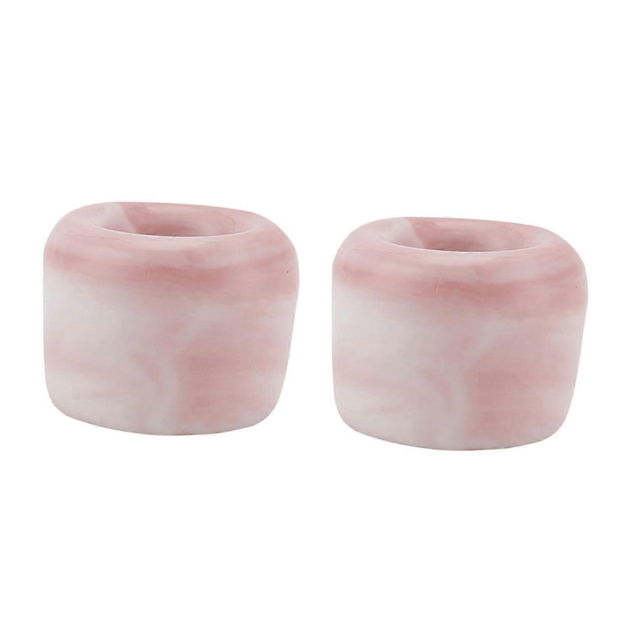 2 Pack Ceramic Toothbrush Holder Marble Grain Stand for Bathroom or Kitchen, Pink