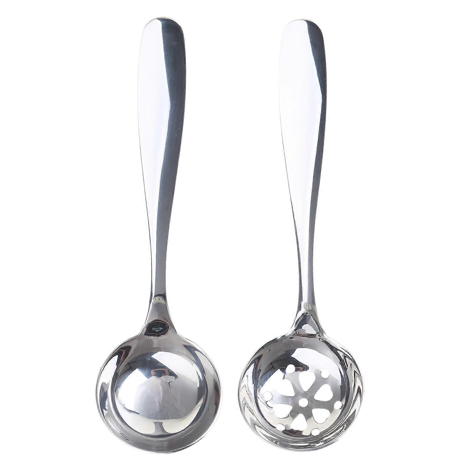 Stainless Steels Ladles Spoons & Slotted Colander Spoons Set Soup Spoons Strainers Scoops for Servings Gravies, Hot Pots  small