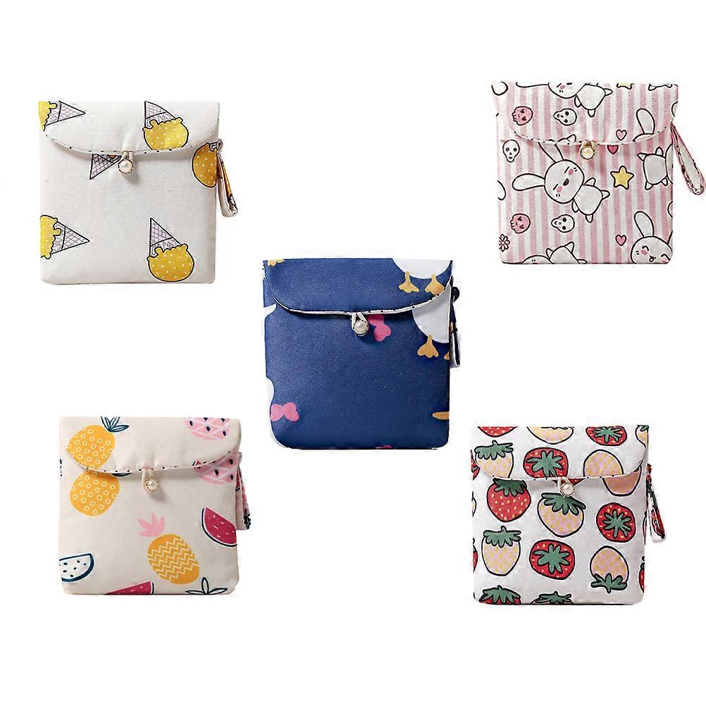 Small Diaper Bag for Storage Use 5Pcs Portable Cotton Cartoon Wallet