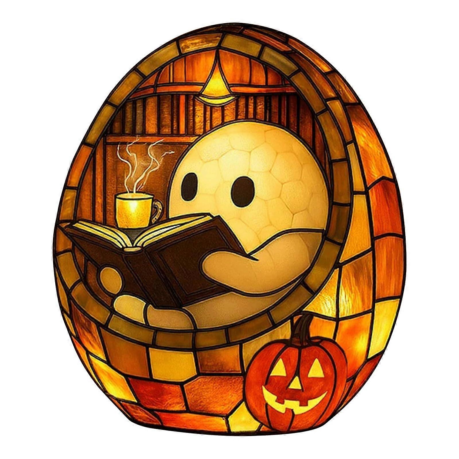 Ghost Reading Book Lamp Small Ghost Reading Desk Lamp Multicolor LED Night Light Bathroom Decor Halloween