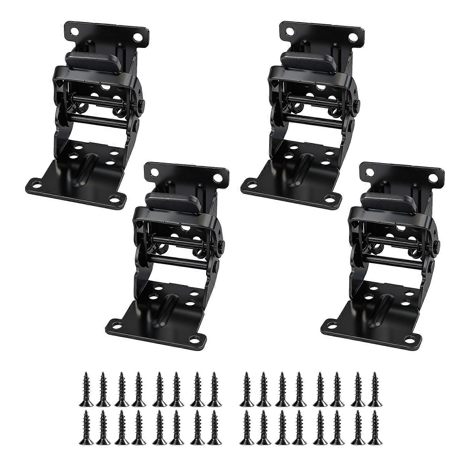 4Pcs Foldable Bracket Folding Locking Hinge Lock Extension Support Bracket Self-Lock Hinge with Screws for Table Bed Leg Feet
