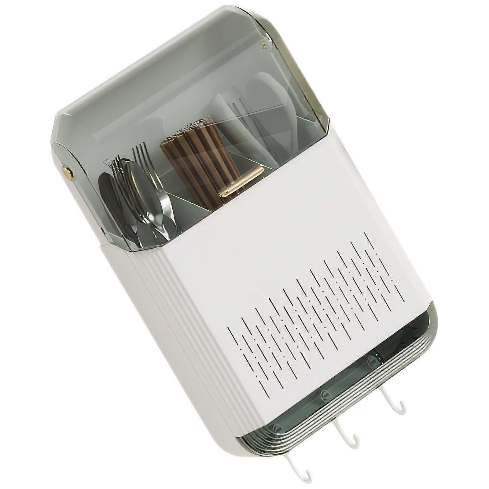 Wall Mounted Utensil Holder with Lid, SpaceSaving Kitchen Organizer with Removable Drainage Bucket