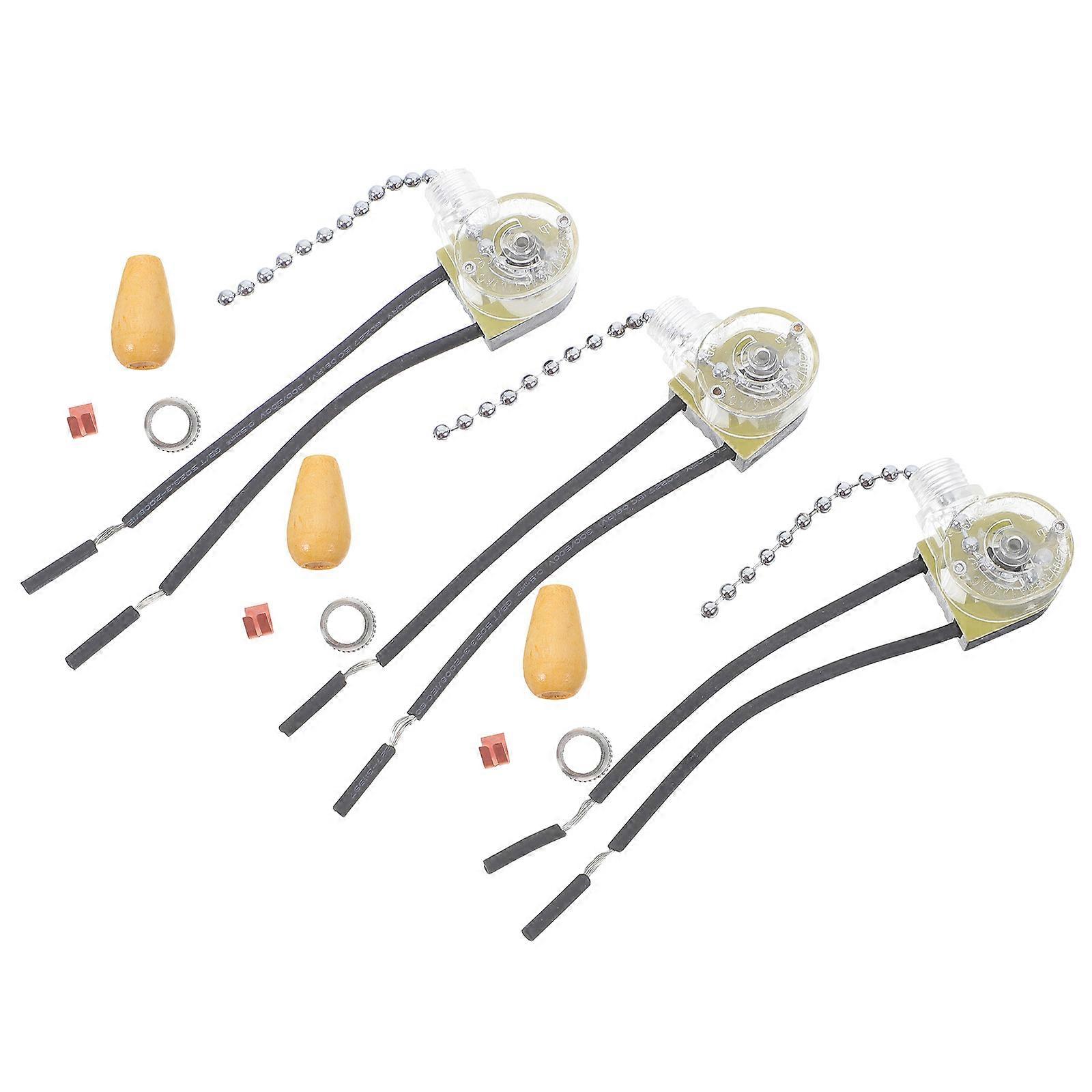 Ceiling Fan Switch Fan Pull Chain Replacement with 3Pcs Silver ABS