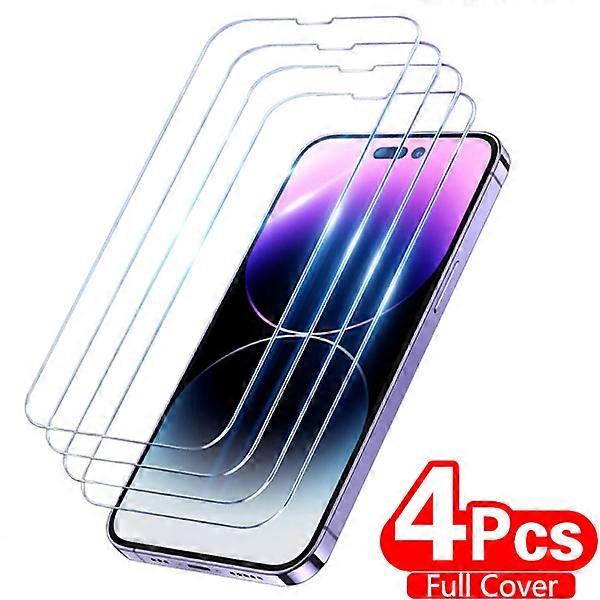 4 pcs Full Cover Tempered Glass Screen Protector compatible with iPhone 11 12 13 14 15 Pro Max, XR, X, XS, 7 8 6 Plus