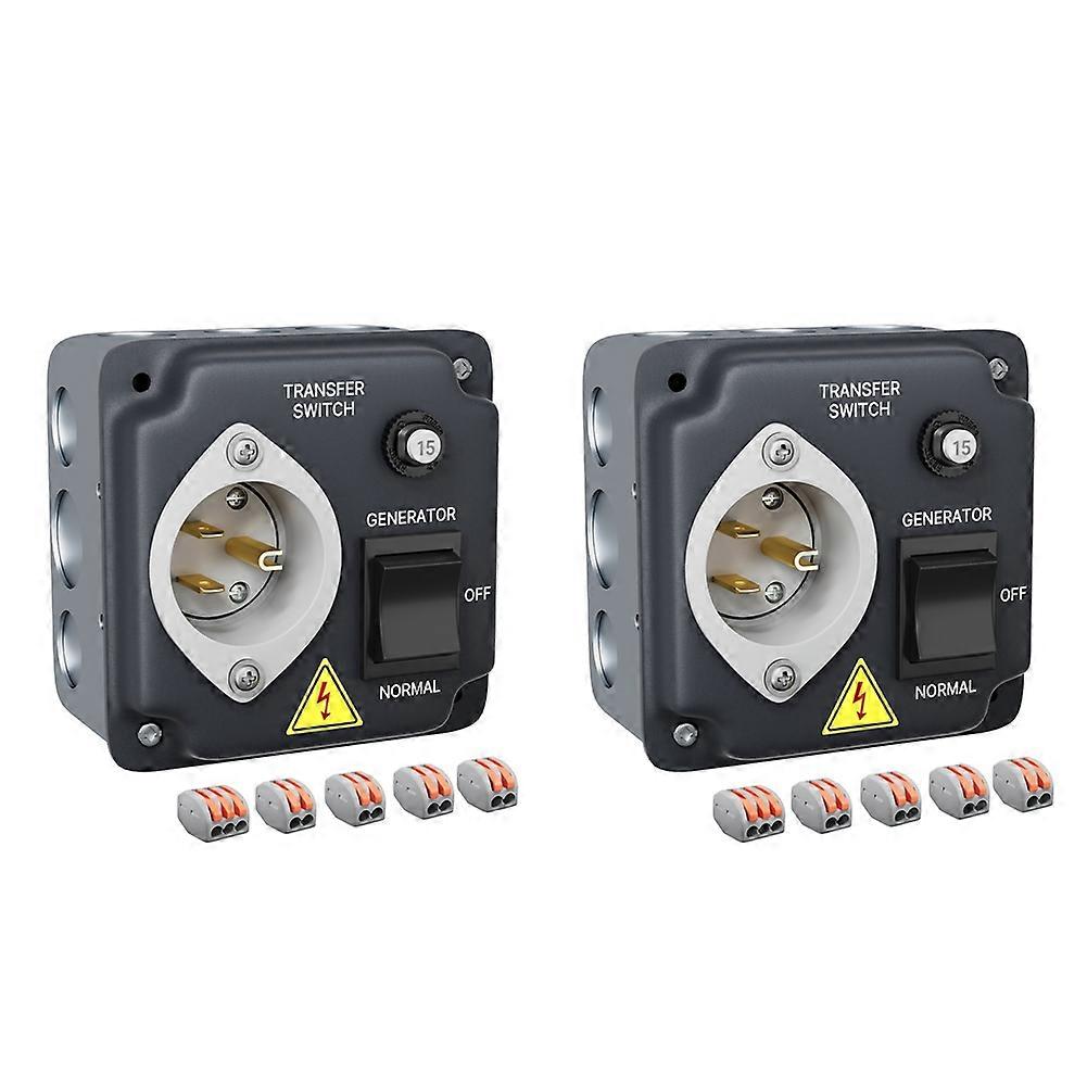 Generator Transfer Switch Weatherproof Transfer Switch Pre-Wired with Circuit Breaker for RV, 15A 125V US Plug, 2 PCS