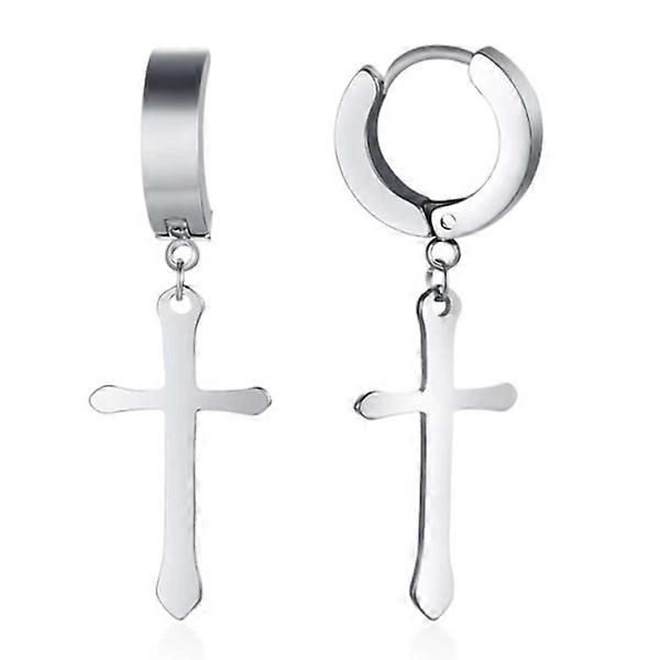 2-pack Piercing Earring with Hanging Cross Silver silver