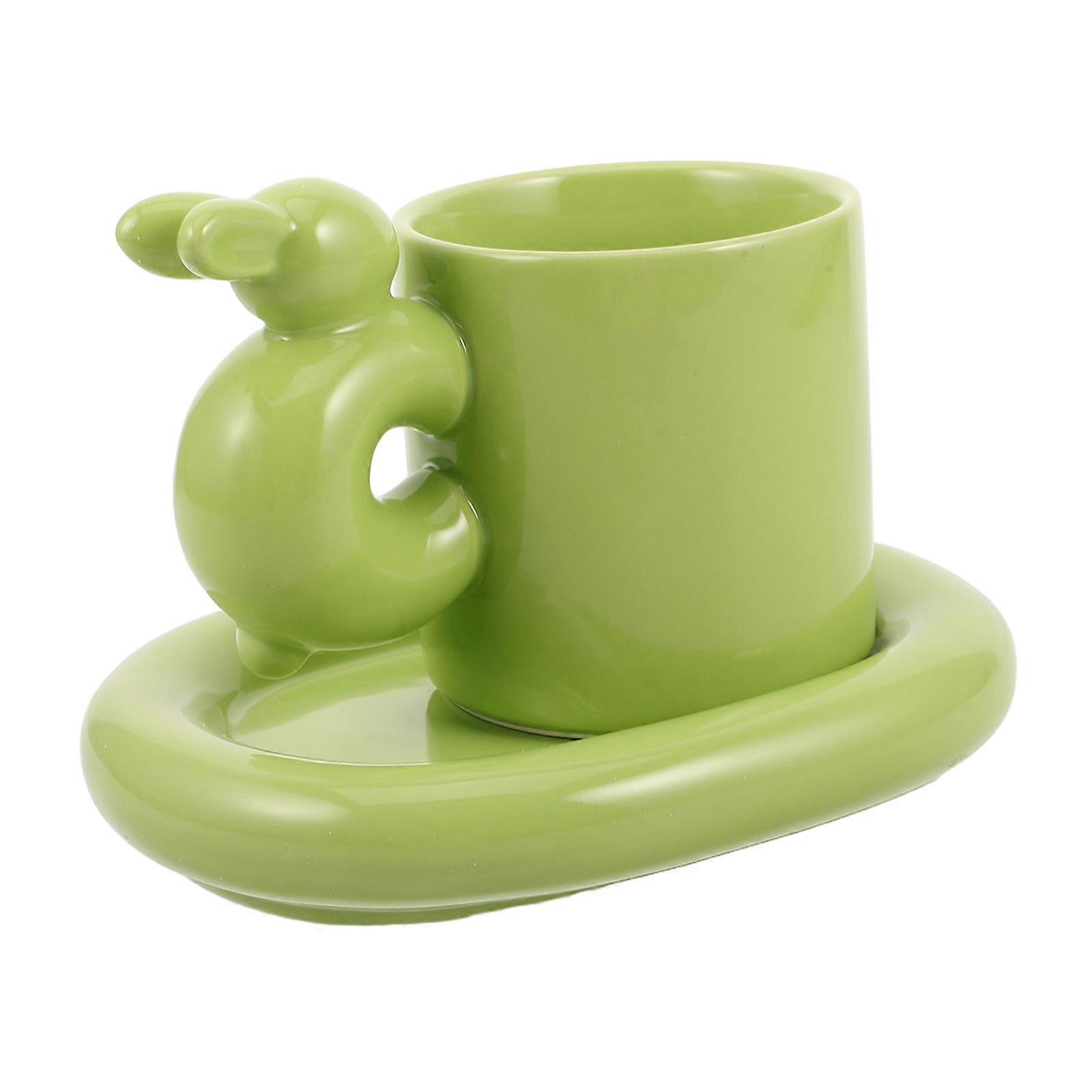 Cute Ceramic Bunny Mug Set For Easter Office Use Green Color Coffee Drinking 1Pcs