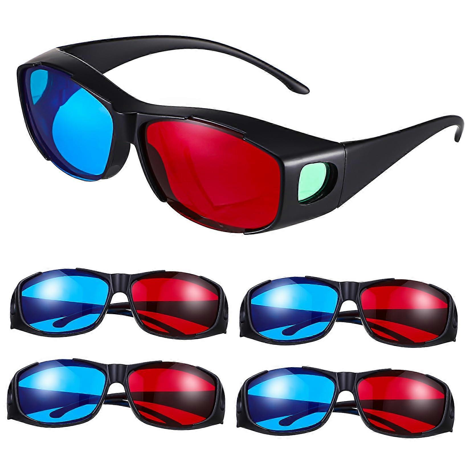 Anaglyph Glasses Red 5Pack Lightweight Plastic For TV And Home Cinema 3D Viewing