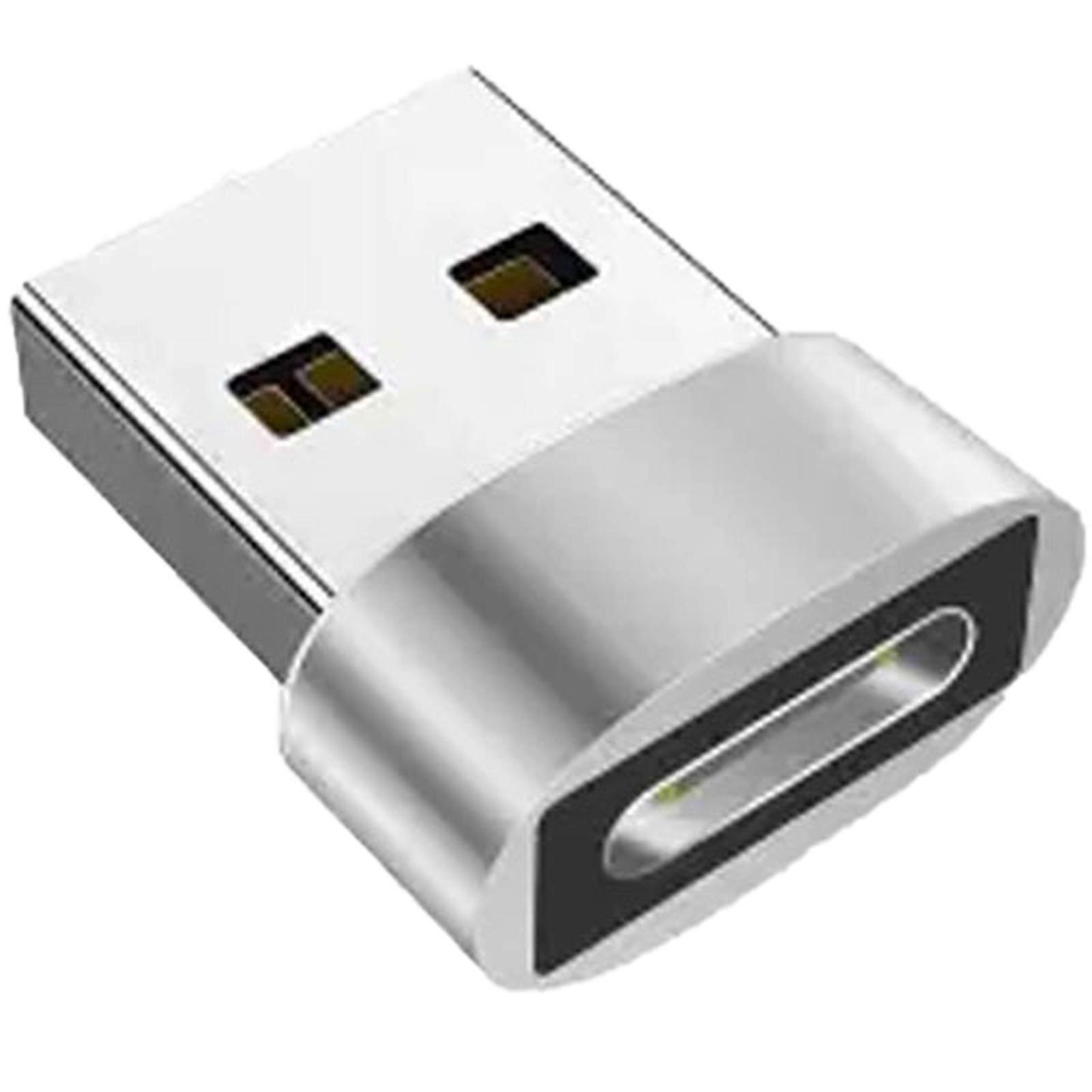 USB2.0 to Type C Charging Adapter Male to Female Connectors Conversion Adapter Support Charge & File Transfer  Silver