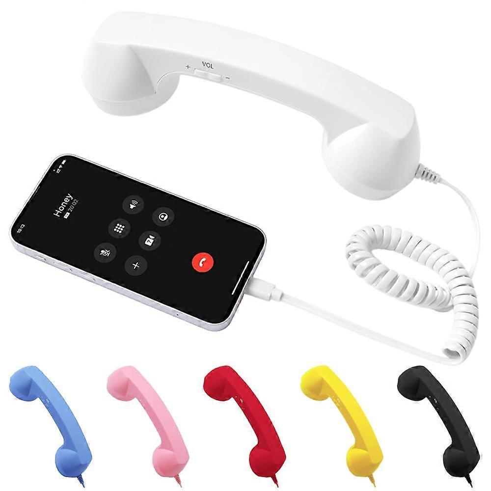 Retro Phone Handset with Bluetooth and TypeC, Dual Mode Ergonomic Design, Clear Call Quality, White