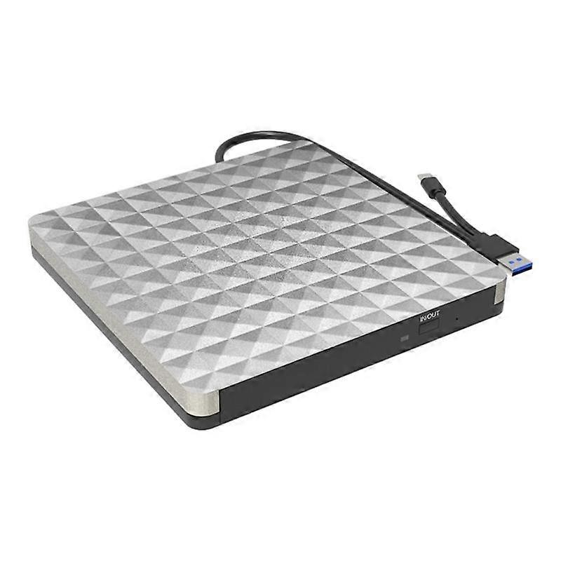 Portable USB 3.0 and Type C 2 Interfaces External DVD Drive, Fast Speed Data Transfer Writer for PC and Laptop